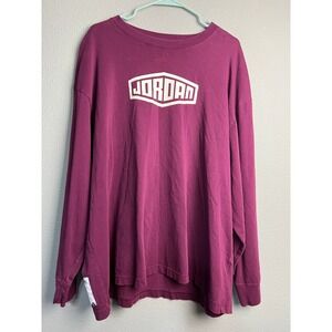 Michael Jordan Long SL Graphic Logo T-Shirt Maroon 3XL 100% Cotton Relaxed‎ Fit